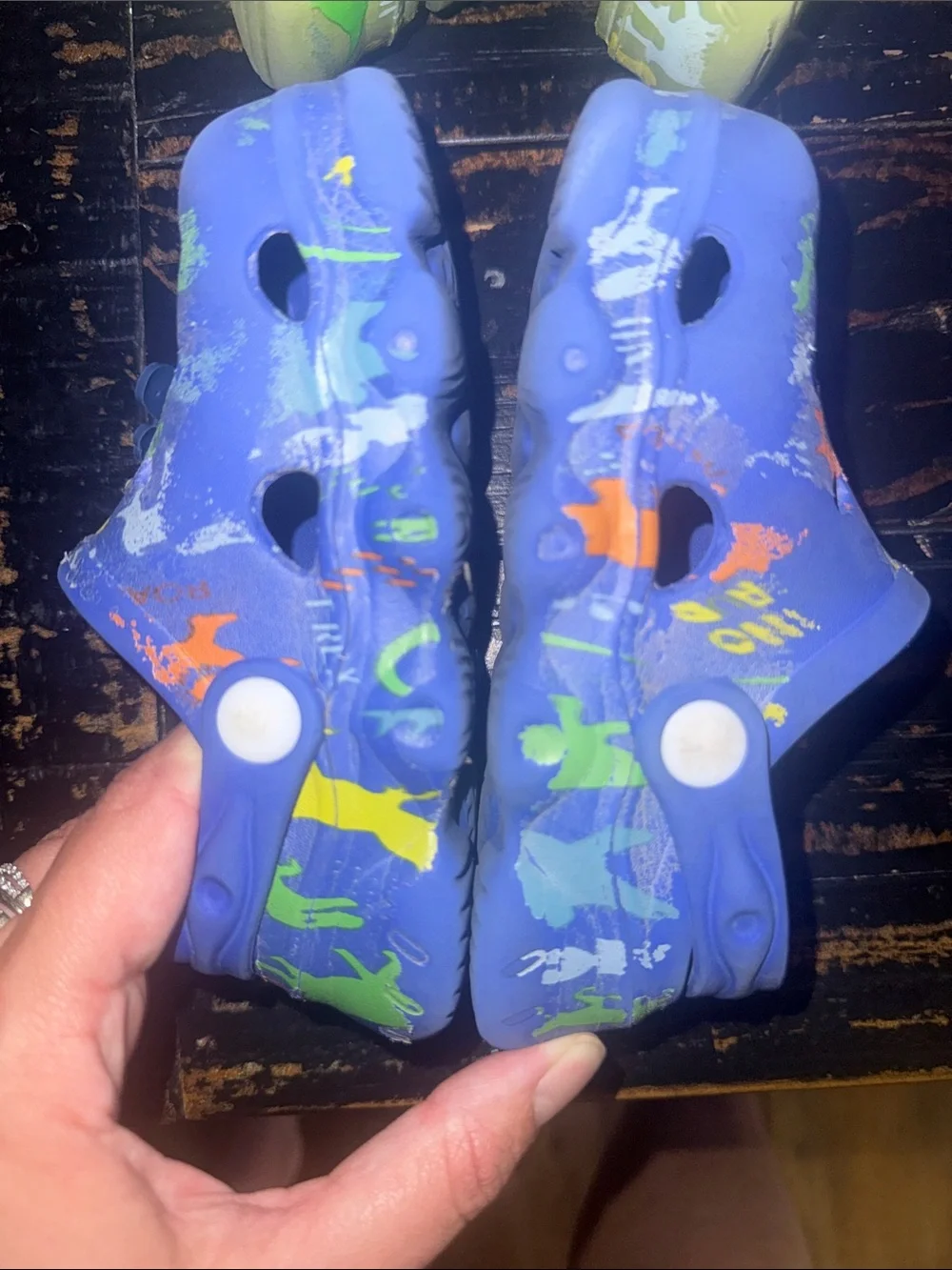 Kids' Dinosaur Clog Shoes - Green and Blue